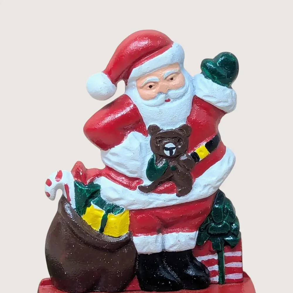 1990s Cast Iron Santa Claus Stocking Holder